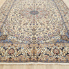 Persian Blue Beige Multi Colour Medallion Floral Patterned Naein Hand Knotted Wool Rug - 2