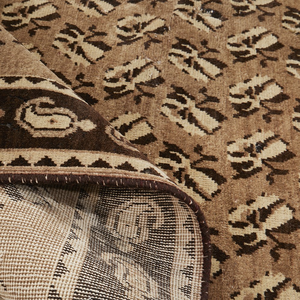 Persian Beige Brown Multi Colour Sirjan Hand Knotted Wool Rug - 6