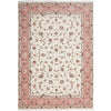 Floral patterned Persian wool rug with pink border