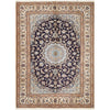 Persian Blue Beige Multi Colour Medallion Floral Patterned Naein Hand Knotted Wool Rug - 1