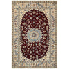 Persian Cream Red Blue Multi Colour Medallion Floral Patterned Naein Hand Knotted Wool Rug - 1