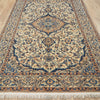 Persian Cream Blue Multi Colour Medallion Floral Patterned Naein Hand Knotted Wool Rug - 2
