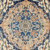 Persian Cream Blue Multi Colour Medallion Floral Patterned Naein Hand Knotted Wool Rug - 5