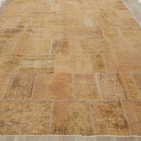 Persian Neutral Multi Colour Patchwork Hand Knotted Wool Rug - 2