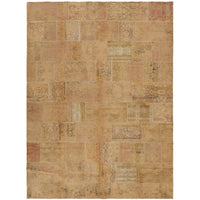 Persian Neutral Multi Colour Patchwork Hand Knotted Wool Rug - 1