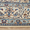 Persian Cream Blue Multi Colour Medallion Floral Patterned Naein Hand Knotted Wool Rug - 4