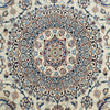 Persian Cream Blue Multi Colour Medallion Floral Patterned Naein Hand Knotted Wool Rug - 5
