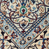 Persian Cream Blue Multi Colour Medallion Floral Patterned Naein Hand Knotted Wool Rug - 6