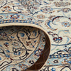 Persian Cream Blue Multi Colour Medallion Floral Patterned Naein Hand Knotted Wool Rug - 7