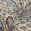Persian Cream Blue Multi Colour Medallion Floral Patterned Naein Hand Knotted Wool Rug - 8