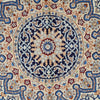 Persian Cream Blue Tan Multi Colour Medallion Floral Patterned Naein Hand Knotted Wool Rug - 5