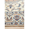 Persian Cream Blue Tan Multi Colour Medallion Floral Patterned Naein Hand Knotted Wool Rug - 4