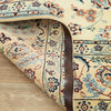 Persian Cream Blue Tan Multi Colour Medallion Floral Patterned Naein Hand Knotted Wool Rug