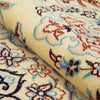 Persian Cream Blue Tan Multi Colour Medallion Floral Patterned Naein Hand Knotted Wool Rug