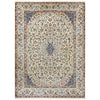 Persian Cream Blue Tan Multi Colour Medallion Floral Patterned Naein Hand Knotted Wool Rug - 1