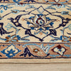 Persian Cream Blue Tan Multi Colour Medallion Floral Patterned Naein Hand Knotted Wool Rug - 4