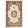 Persian Antique Qum Beige Red Medallion Floral Hand Knotted Silk Rug - Rugs Of Beauty - 1