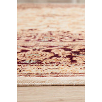 Persian Antique Qum Beige Red Medallion Floral Hand Knotted Silk Rug - Rugs Of Beauty - 5