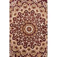 Persian Antique Qum Red Beige Gold Medallion Floral Hand Knotted Silk Rug - Rugs Of Beauty - 5