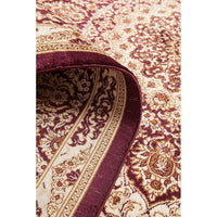 Persian Antique Qum Red Beige Gold Medallion Floral Hand Knotted Silk Rug - Rugs Of Beauty - 6