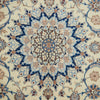 Persian Cream Blue Tan Multi Colour Medallion Floral Patterned Naein Hand Knotted Wool Rug - 5