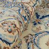 Persian Cream Blue Tan Multi Colour Medallion Floral Patterned Naein Hand Knotted Wool Rug - 8
