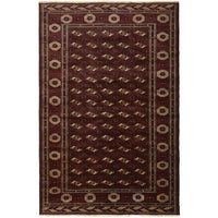 Persian Red Beige Multi Colour Patterned Torkaman Hand Knotted Wool Rug - 1