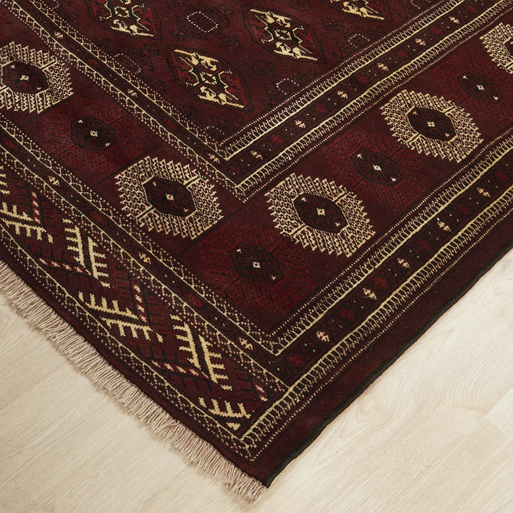 Persian Red Beige Multi Colour Patterned Torkaman Hand Knotted Wool Rug - 3