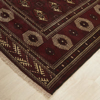 Persian Red Beige Multi Colour Patterned Torkaman Hand Knotted Wool Rug - 3