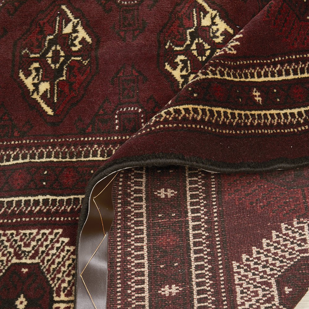 Persian Red Beige Multi Colour Patterned Torkaman Hand Knotted Wool Rug - 6