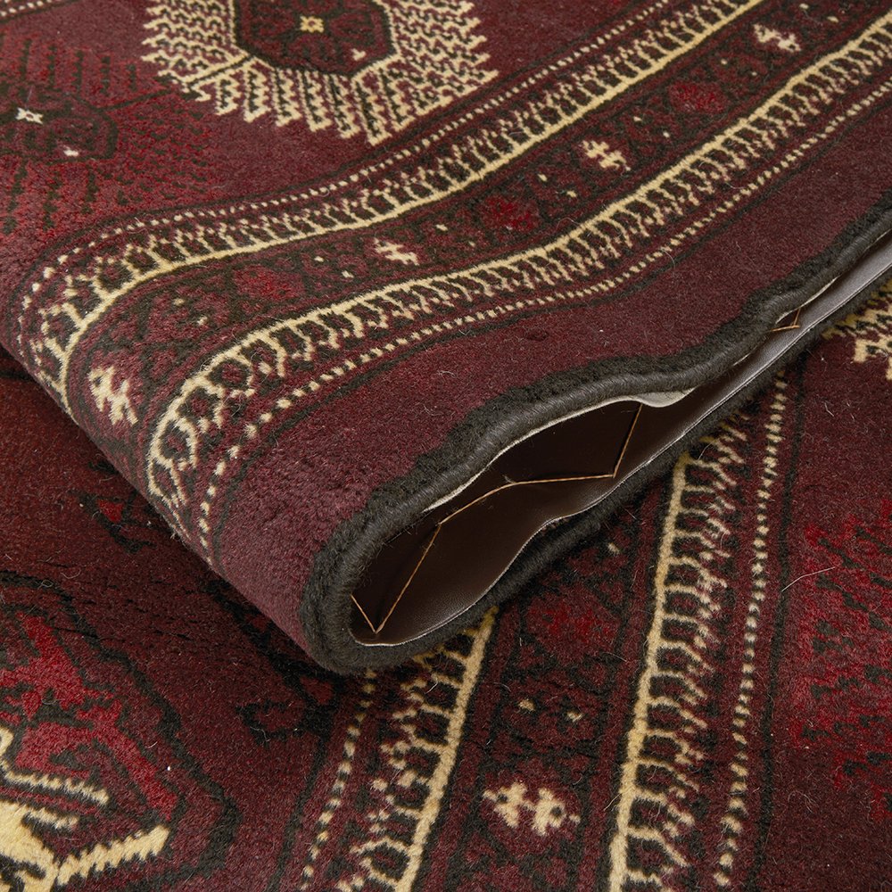 Persian Red Beige Multi Colour Patterned Torkaman Hand Knotted Wool Rug - 7