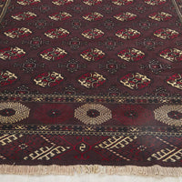 Persian Red Brown Beige Multi Colour Patterned Torkaman Hand Knotted Wool Rug - 2