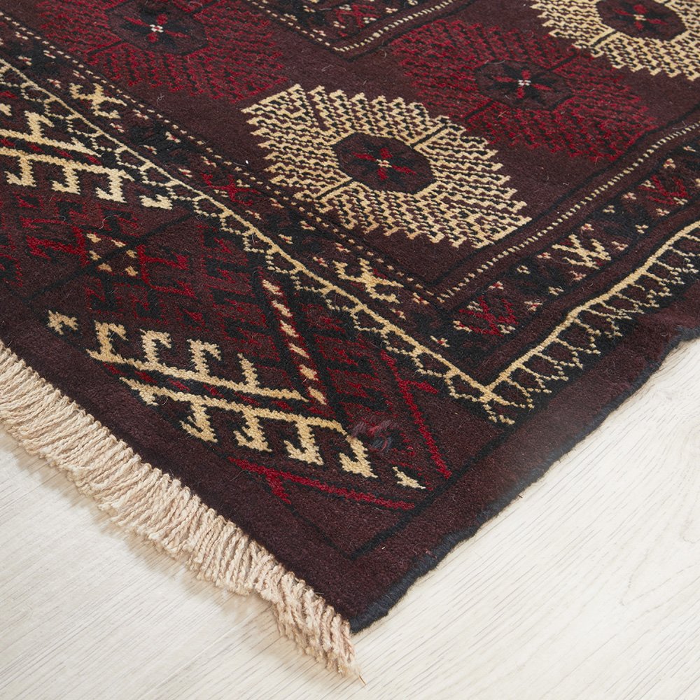 Persian Red Brown Beige Multi Colour Patterned Torkaman Hand Knotted Wool Rug - 3