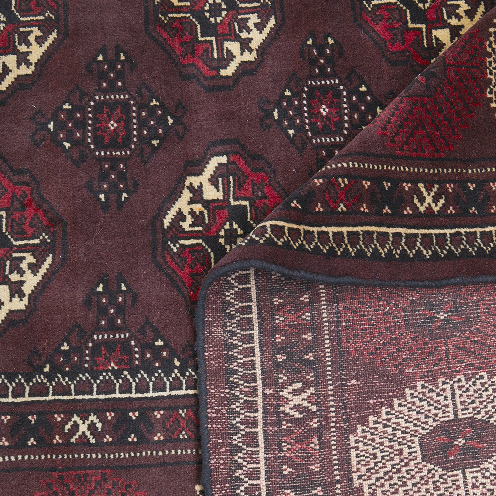Persian Red Brown Beige Multi Colour Patterned Torkaman Hand Knotted Wool Rug - 6