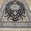 Persian Cream Navy Blue Light Blue Tan Medallion Floral Patterned Naein Hand Knotted Wool Rug - 2