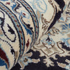 Persian Cream Navy Blue Light Blue Tan Medallion Floral Patterned Naein Hand Knotted Wool Rug - 8