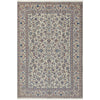 Persian Cream Blue Tan Multi Colour Medallion Floral Patterned Naein Hand Knotted Wool Rug - 1