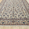 Persian Cream Blue Tan Multi Colour Medallion Floral Patterned Naein Hand Knotted Wool Rug - 2