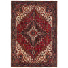 Persian Heriz Medallion Red Beige Multi Colour Hand Knotted Wool Rug - Rugs Of Beauty - 1