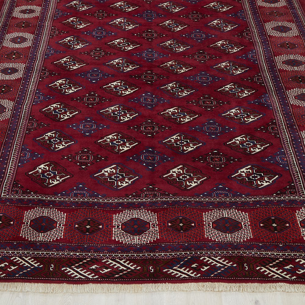 Persian Red Multi Colour Patterned Border Hand Knotted Wool Rug - 2