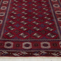 Persian Red Multi Colour Patterned Border Hand Knotted Wool Rug - 2