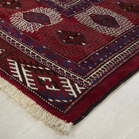 Persian Red Multi Colour Patterned Border Hand Knotted Wool Rug - 3