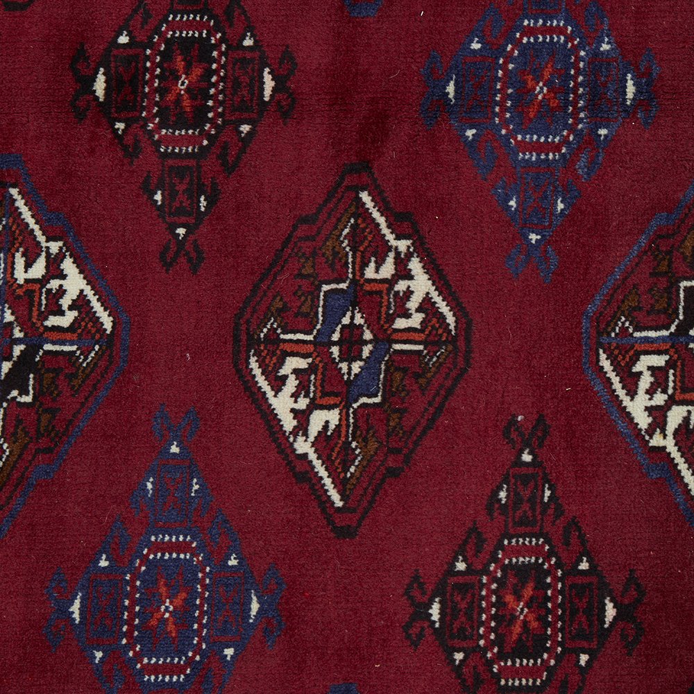 Persian Red Multi Colour Patterned Border Hand Knotted Wool Rug - 5