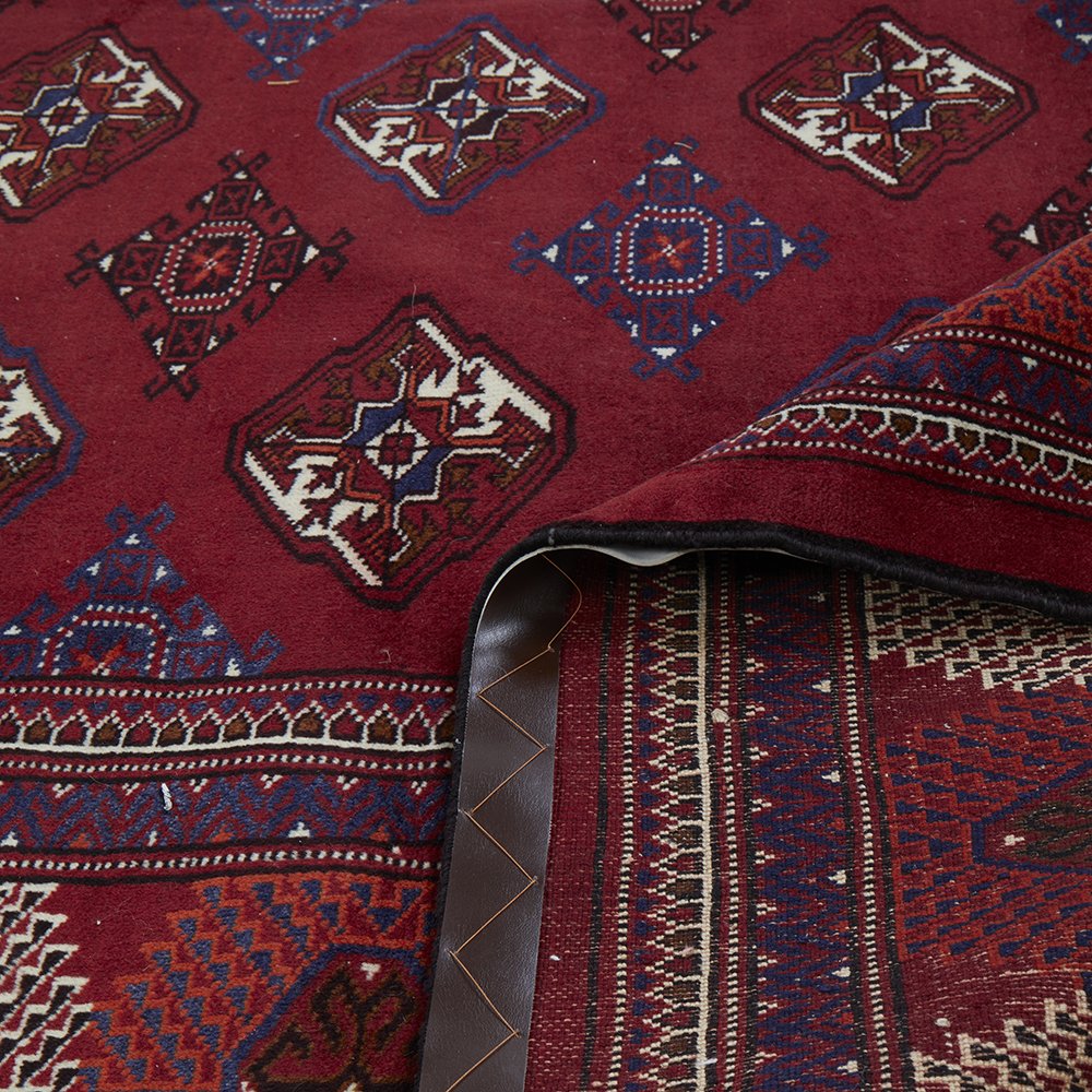 Persian Red Multi Colour Patterned Border Hand Knotted Wool Rug - 6