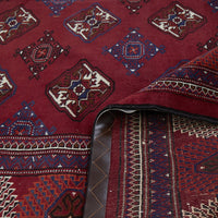 Persian Red Multi Colour Patterned Border Hand Knotted Wool Rug - 6