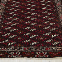 Persian Red Multi Colour Geometric Patterned Border Hand Knotted Wool Rug - 2