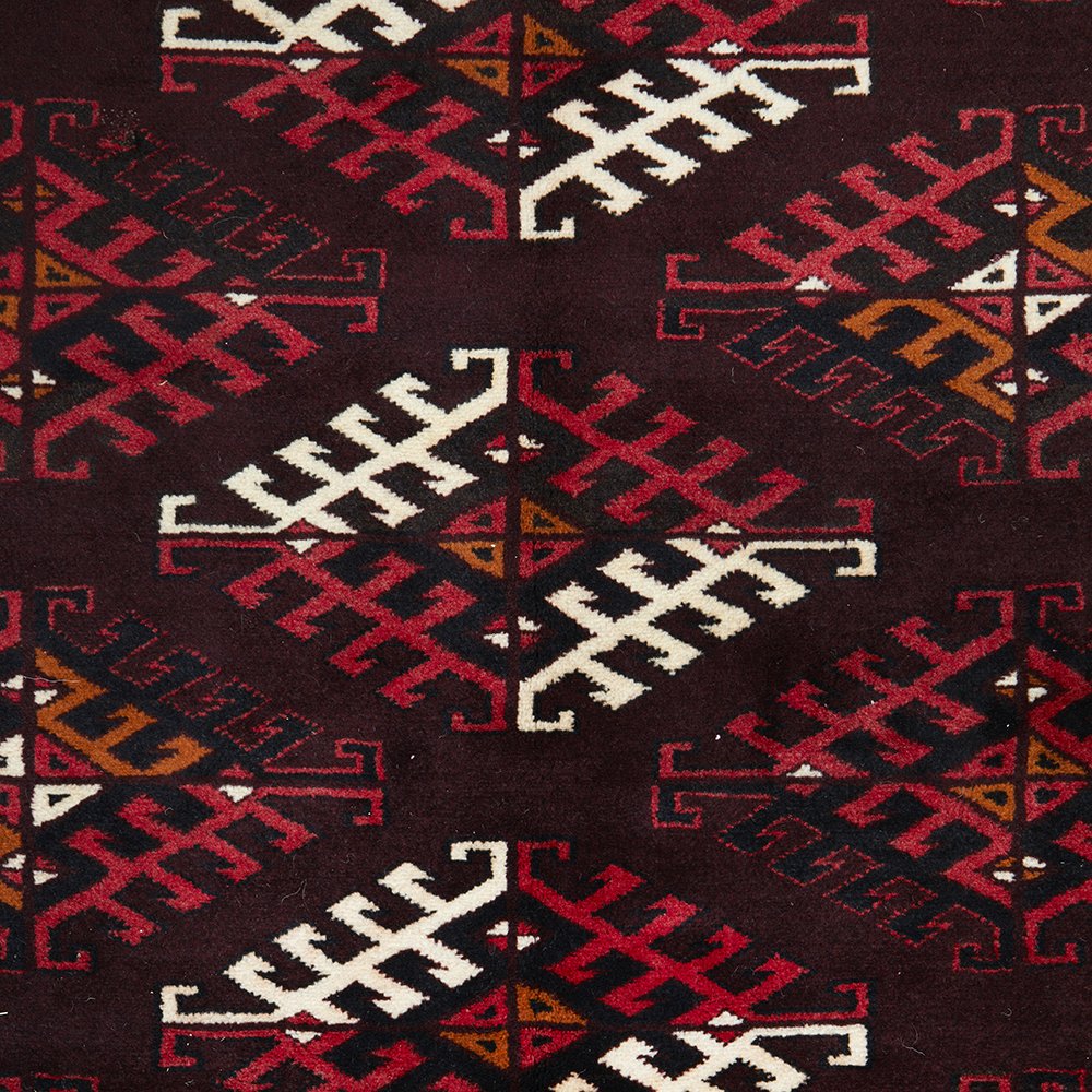 Persian Red Multi Colour Geometric Patterned Border Hand Knotted Wool Rug - 5