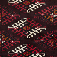 Persian Red Multi Colour Geometric Patterned Border Hand Knotted Wool Rug - 5