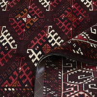 Persian Red Multi Colour Geometric Patterned Border Hand Knotted Wool Rug - 6