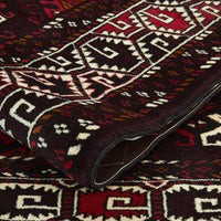 Persian Red Multi Colour Geometric Patterned Border Hand Knotted Wool Rug - 7